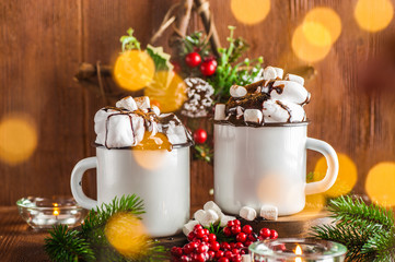 Christmas hot drinks in a mug.