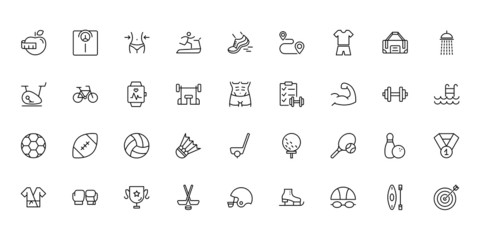 SPORT vs FITNESS line thin icons set. Vector illustrations collection EPS10.