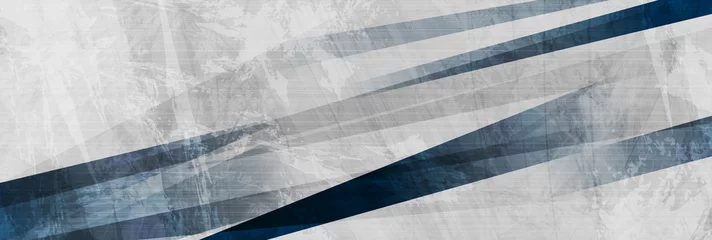 Gordijnen Dark blue grunge stripes abstract banner design. Geometric tech background. Vector illustration © saicle