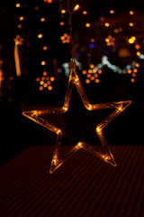 Christmas star in a street cafe