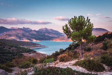 Lake Iznajar in Andalucia, Southern Spain - obrazy, fototapety, plakaty
