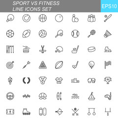 SPORT vs FITNESS line thin icons set. Vector illustrations collection EPS10.