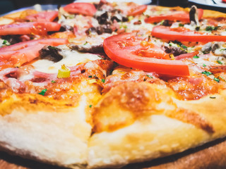 pizza with mushrooms and cheese