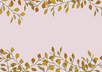 枝と葉っぱをモチーフにしたテキスタイル背景素材