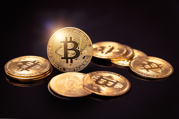 Bitcoin cryptocurrency, virtual money concept
