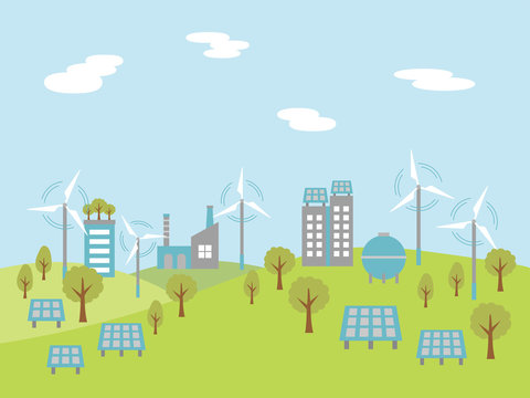 エコな街並み　再生可能エネルギー