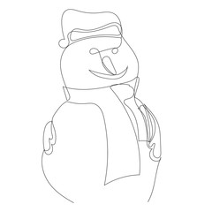 snowman one line, new year, minimalistic print