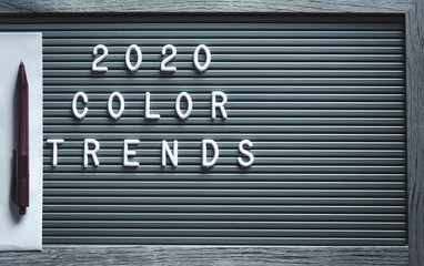 2020 Color Trends with plastic letters on typesetting board