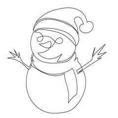 isolated, snowman one line, new year