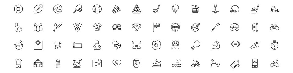 SPORT vs FITNESS line thin icons set. Vector illustrations collection EPS10.