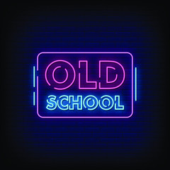 Old School Neon Signs Style Text Vector