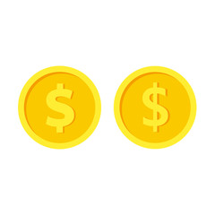 Vector dollar bank note and coin,icon illustrations and vector