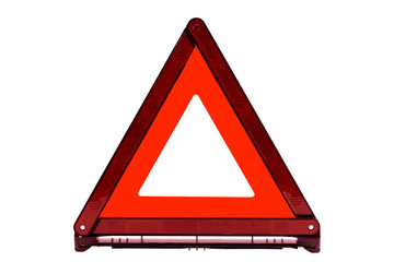 Red triangle sign, emergency stop sign, emergency warning sign isolate on white background