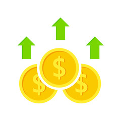 Increase Profit Chart vector icon. filled flat sign for mobile concept and web design. Business, Profit rising simple solid icon. Dollar rate increase symbol, logo illustration. Pixel perfect vecto