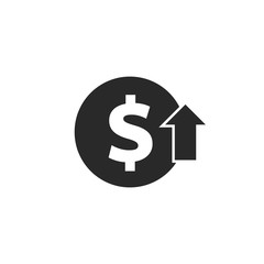 Increase Profit Chart vector icon. filled flat sign for mobile concept and web design. Business, Profit rising simple solid icon. Dollar rate increase symbol, logo illustration. Pixel perfect vecto