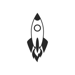 Black and white rocket illustrations on a white background Vector icon