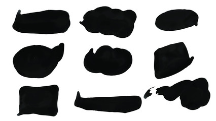 Black watercolor brush set for your design, vector.