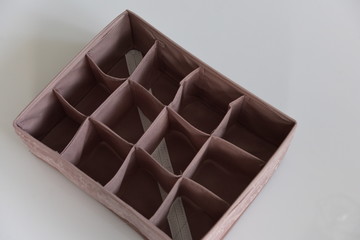 Pink drawer organizer. Empty.