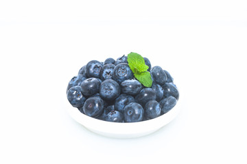 Fresh blueberries on a white background