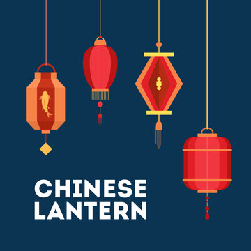 Chinese lanterns of different colors and shapes