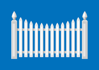 Illustration of white wooden fence.
