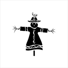 Scarecrow Icon, Mannequin, Decoy Shape Of A Human To Scare Birds From Fields
