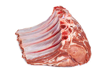 raw meat cutlet of beef ribs on a white background