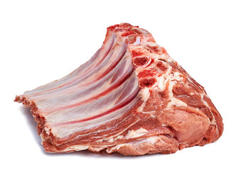 raw meat cutlet of beef ribs on a white background