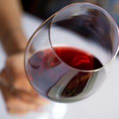 a glass of red wine