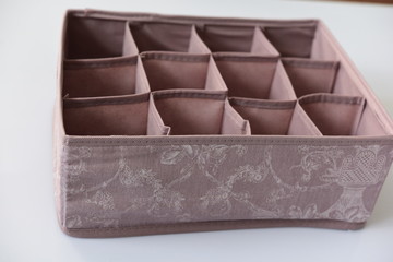 Pink drawer organizer. Empty.