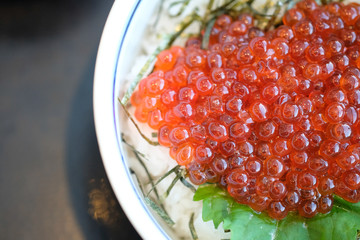 Close up ikura (salmon roe)