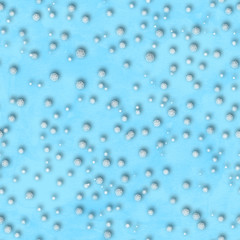 Christmas seamless pattern. White 3d snowflakes on watercolor hand paint grunge blue teal background