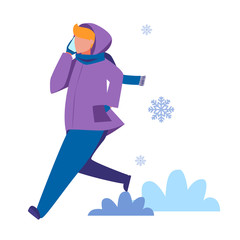 Fototapeta premium Isolated vector illustration of people wearing warm winter