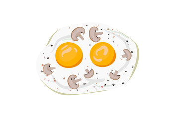 Omelet breakfast with eggs and champignons.