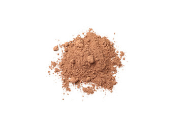 Cocoa powder isolated on white background, top view
