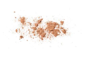 Cocoa powder isolated on white background, top view
