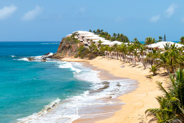 St. Paul / Antigua - 04 17 2018: Beach view from high point in St. Paul, Antigua