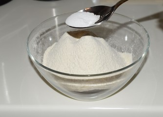 mixing dough in a pie bowl