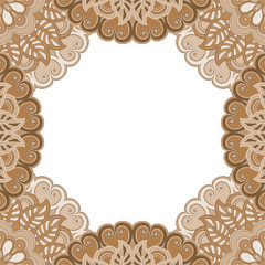 Abstract floral decorative frame for greeting card or invitation in ethnic style