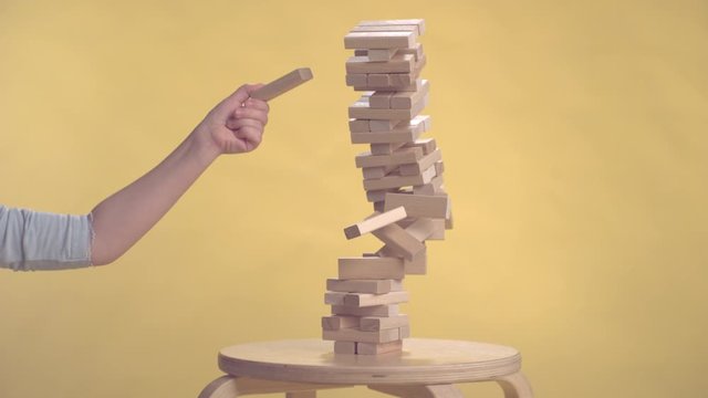 Jenga playing super slow motion