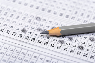 pencil for the exam. printed school test