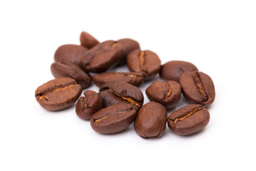 Coffee beans isolated on a white background area for copy space.