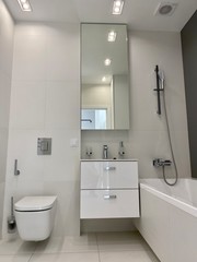 interior of modern bathroom with sink and toilet