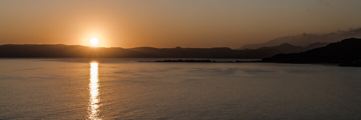 Sunset panorama on the Mediterranean coast