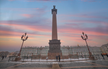 Alexander Column in the center of Palace Square