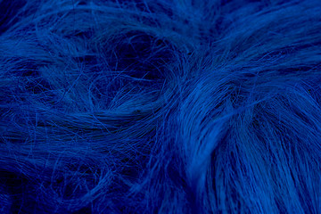 Rough natural raw plant fiber. Detail, closeup. Horizontal. Wallpaper and background about fabtic manufacture, eco friendly material and textile industry Classic, blue monochrome, trend 2020