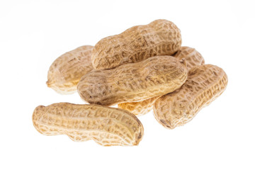 Peanuts, a great comfort food and snack on white background