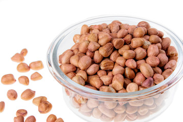 Peanuts, a great comfort food and snack on white background