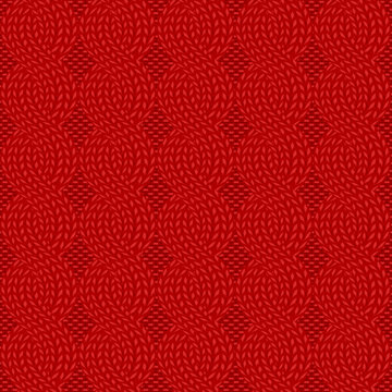 Seamless Cable Knit Red Pattern. Christmas Background