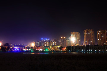 Fototapeta na wymiar Night scenery of waterfront cities